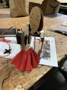 Mechanical Paper Dancing Doll with red skirt